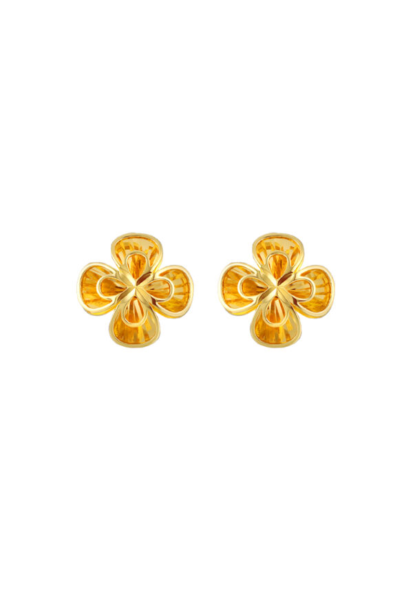 TOMEI Flower Earrings, Yellow Gold 916
